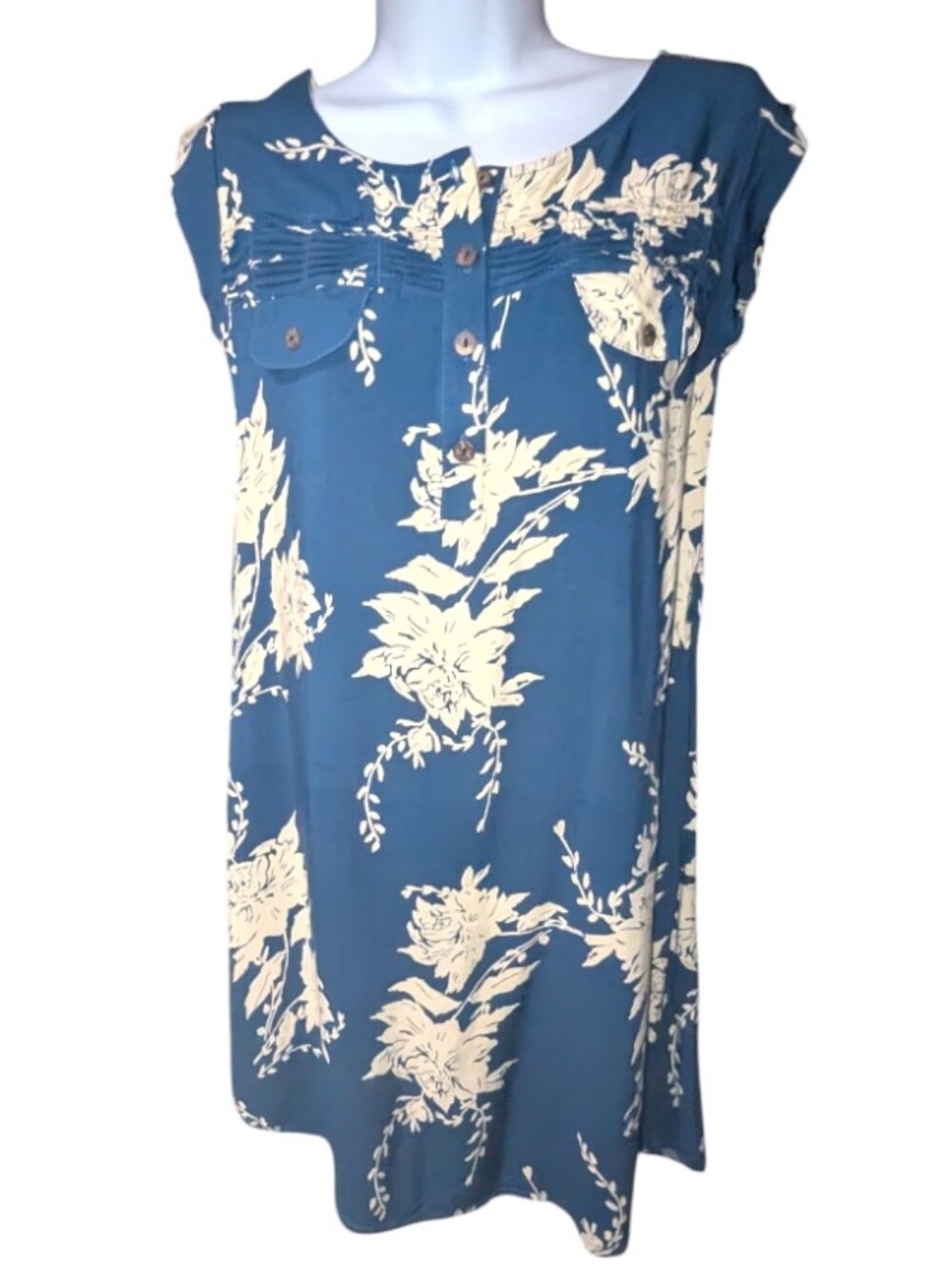 Mango Teal Mini Dress with Cream Floral Print